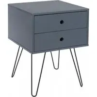 Ozark 2 Drawer Bedside Cabinet with Hairpin Legs - Midnight Blue