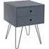 Ozark 2 Drawer Bedside Cabinet with Hairpin Legs - Midnight Blue