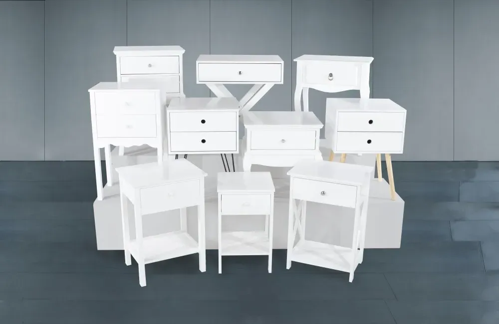 Ozark 2 Drawer Bedside Cabinet with Hairpin Legs - White