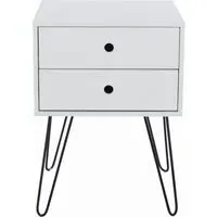 Ozark 2 Drawer Bedside Cabinet with Hairpin Legs - White