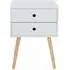 Ozark 2 Drawer Bedside Cabinet with Wooden Legs - White