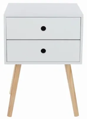 Ozark 2 Drawer Bedside Cabinet with Wooden Legs - White image