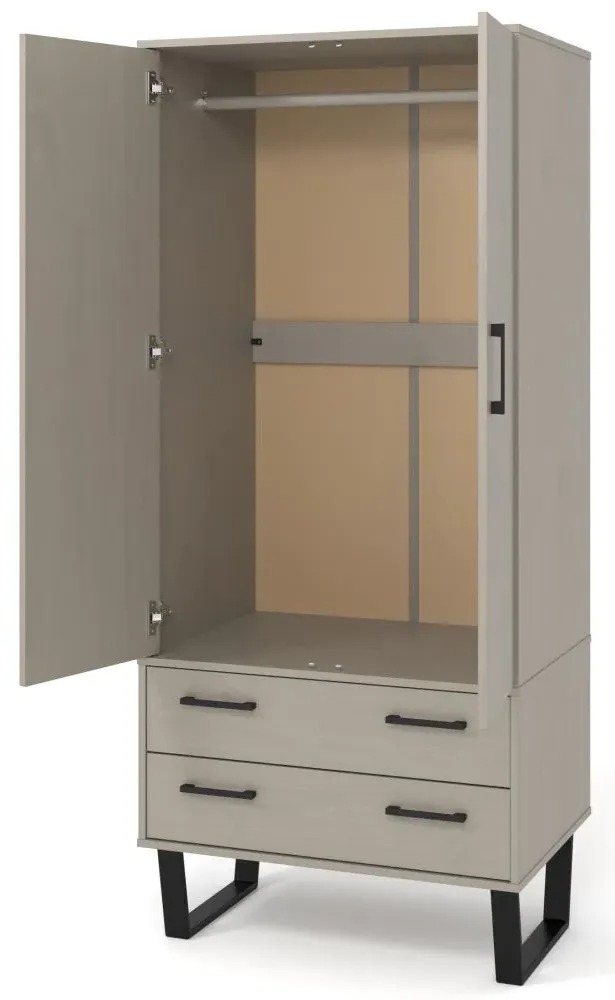 Tensas 2 Door 2 Drawer Wardrobe with U Legs - Grey