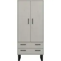 Tensas 2 Door 2 Drawer Wardrobe with U Legs - Grey