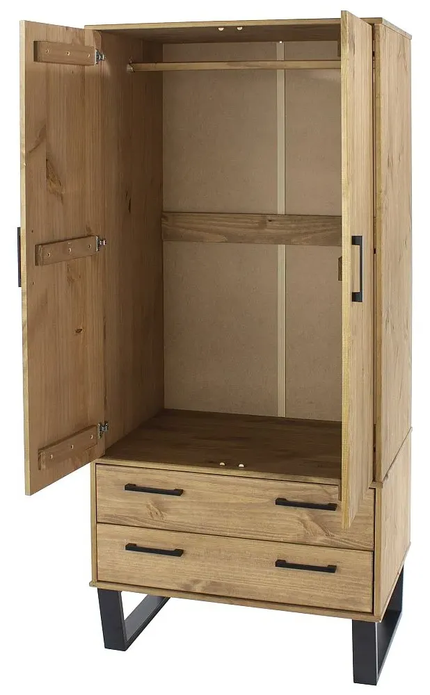 Tensas 2 Door 2 Drawer Wardrobe with U Legs - Oak Effect