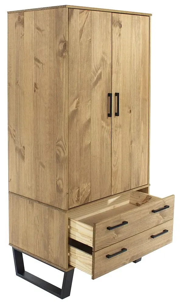 Tensas 2 Door 2 Drawer Wardrobe with U Legs - Oak Effect