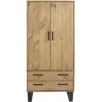 Tensas 2 Door 2 Drawer Wardrobe with U Legs - Oak Effect