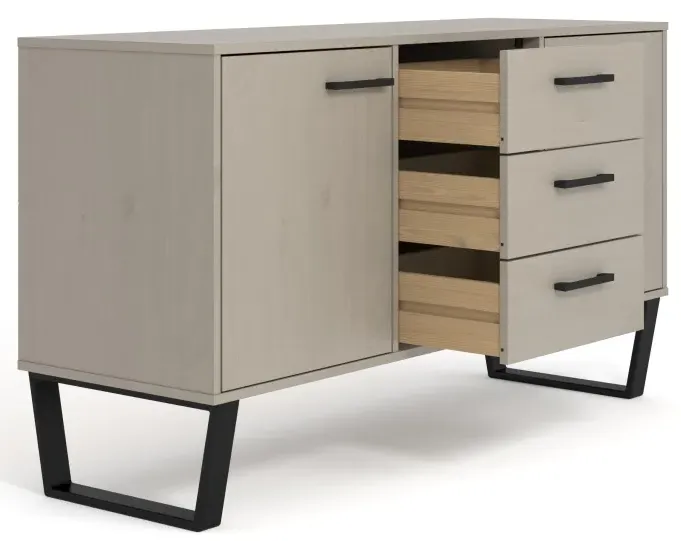 Tensas 2 Door Medium Sideboard with Black U Legs - Grey