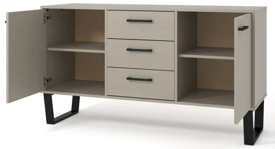 Tensas 2 Door Medium Sideboard with Black U Legs - Grey