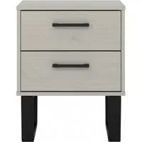 Tensas 2 Drawer Bedside Cabinet with U Legs - Grey