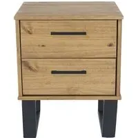 Tensas 2 Drawer Bedside Cabinet with U Legs - Oak Effect
