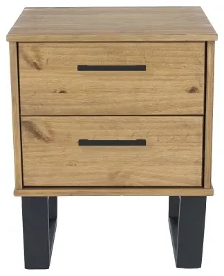 Tensas 2 Drawer Bedside Cabinet with U Legs - Oak Effect