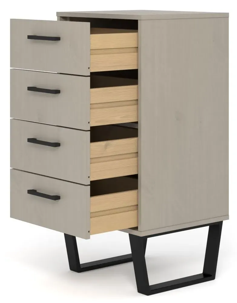 Tensas 4 Drawer Narrow Chest with U Legs - Grey