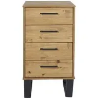 Tensas 4 Drawer Narrow Chest with U Legs - Oak Effect