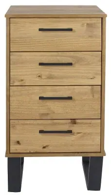 Tensas 4 Drawer Narrow Chest with U Legs - Oak Effect