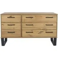 Tensas 6 Drawer Wide Chest with U Legs - Oak Effect