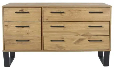 Tensas 6 Drawer Wide Chest with U Legs - Oak Effect