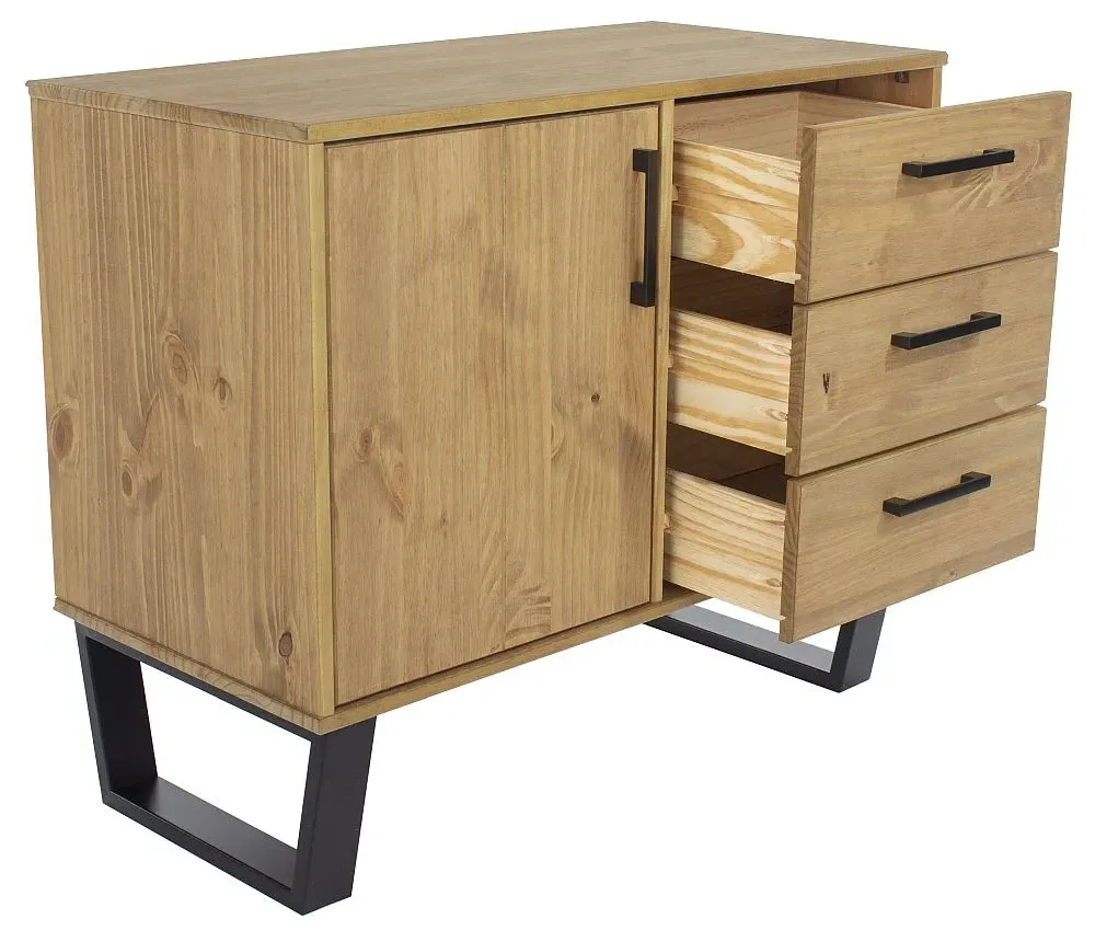 Tensas 90cm Small Sideboard with U Legs - Oak Effect