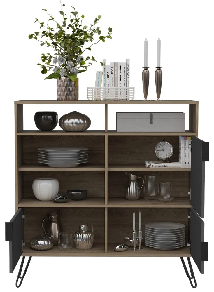 Valley Medium Sideboard with Hairpin Legs - Grey