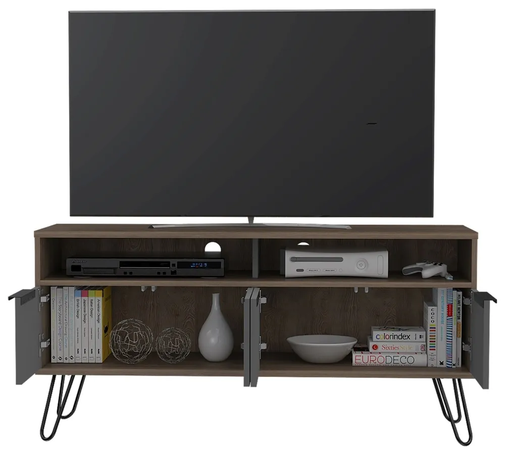 Valley Wide TV Unit with Hairpin Legs - Grey