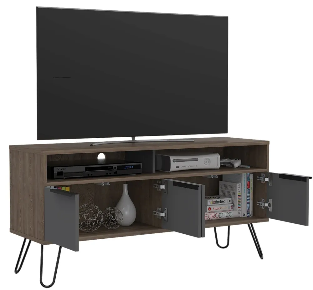 Valley Wide TV Unit with Hairpin Legs - Grey