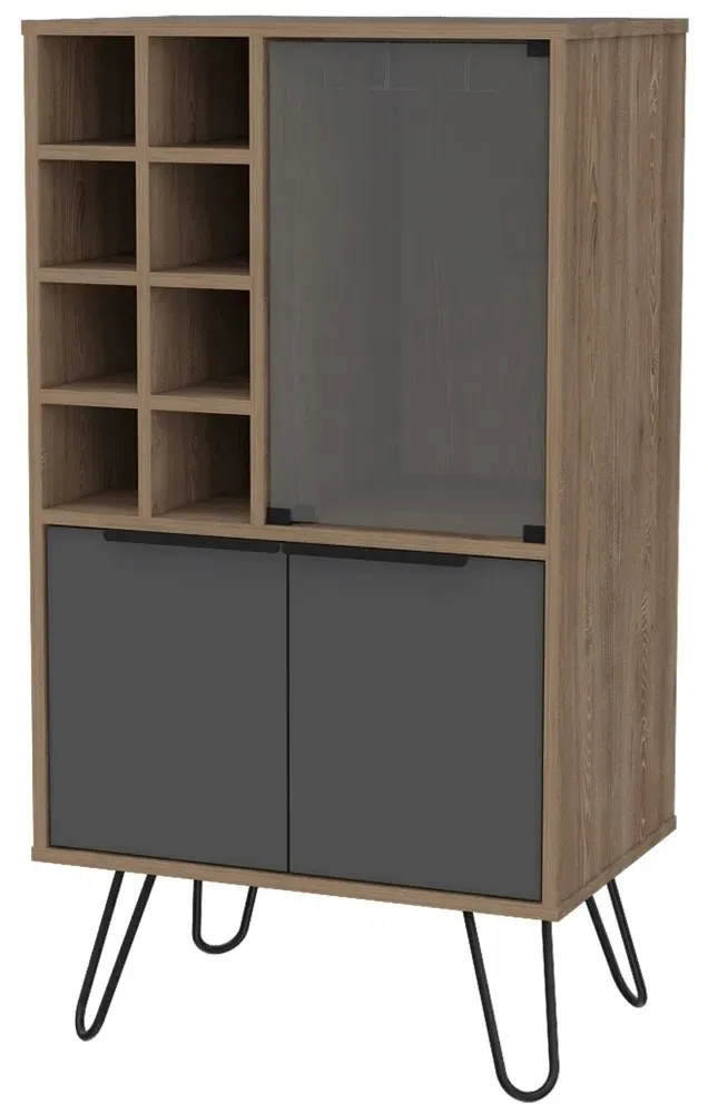Valley Wine Cabinet with Hairpin Legs - Grey