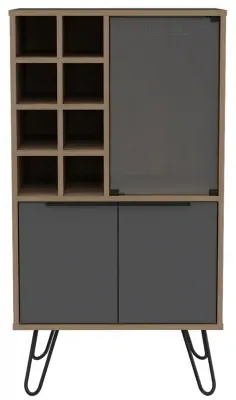 Valley Wine Cabinet with Hairpin Legs - Grey image