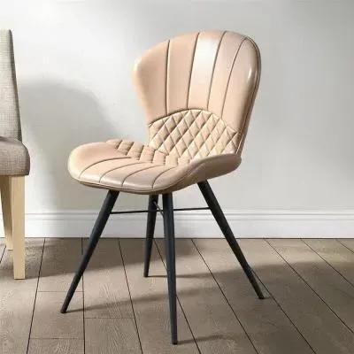 Amory Leather Dining Chair Set - Beige