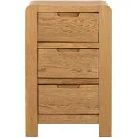 Bergen 3 Drawer Bedside Cabinet - Lacquered, Oak