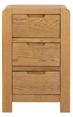Bergen 3 Drawer Bedside Cabinet - Lacquered, Oak