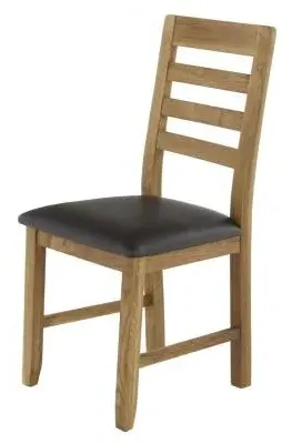 Bergen Brown Faux Leather Ladder Back Dining Chair - Oak image