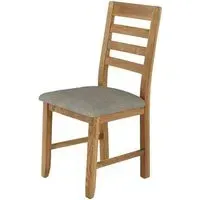 Bergen Linen Fabric Ladder Back Dining Chair - Oak