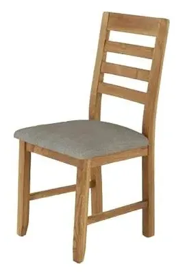 Bergen Linen Fabric Ladder Back Dining Chair - Oak