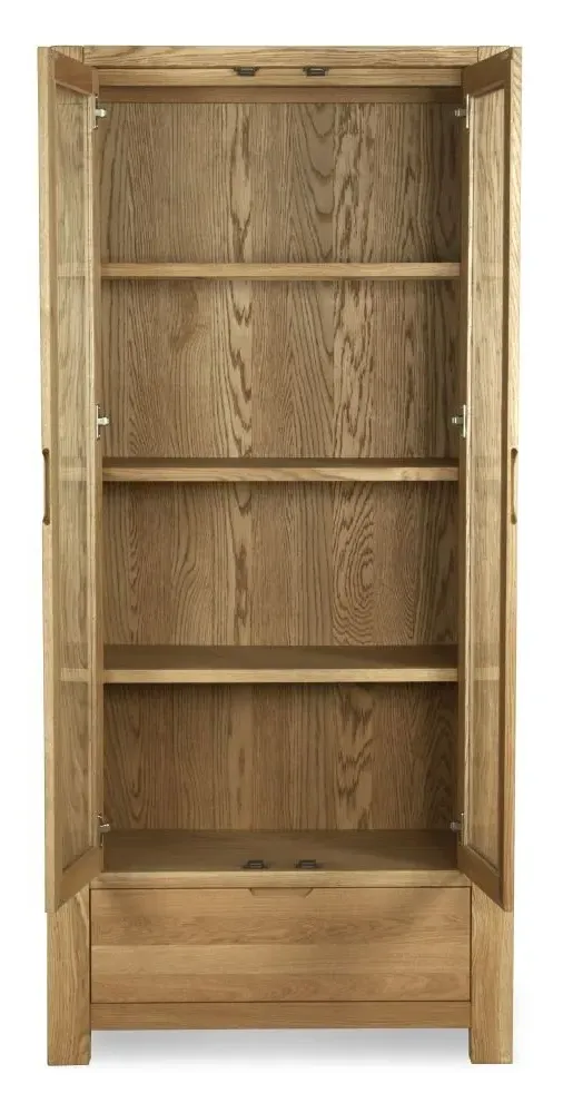 Bergen Oak Display Unit with 2 Doors 1 Drawer - Lacquered
