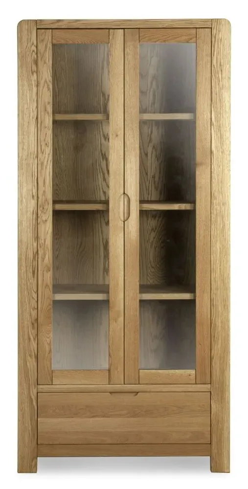 Bergen Oak Display Unit with 2 Doors 1 Drawer - Lacquered