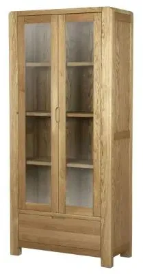 Bergen Oak Display Unit with 2 Doors 1 Drawer - Lacquered image