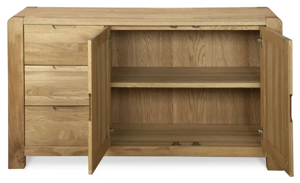 Bergen Oak Medium 2 Door Sideboard with Drawers - Lacquered