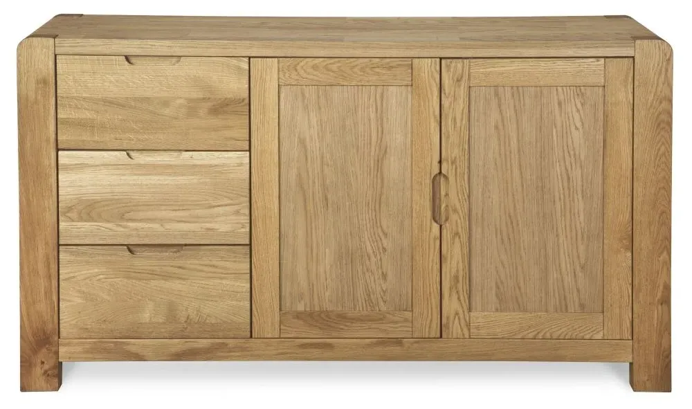 Bergen Oak Medium 2 Door Sideboard with Drawers - Lacquered