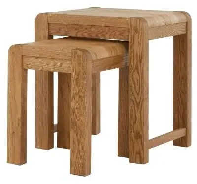 Bergen Oak Nest of 2 Tables - Lacquered, Oak