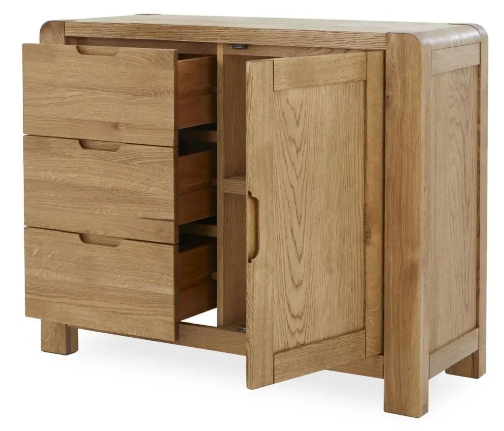 Bergen Oak Small Sideboard with Drawers - Lacquered
