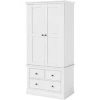 Bordeaux 2 Door 3 Drawer Double Wardrobe - White, Oak