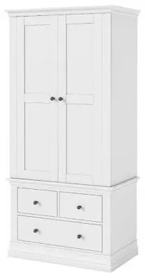 Bordeaux 2 Door 3 Drawer Double Wardrobe - White, Oak image