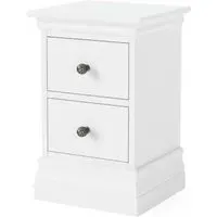Bordeaux 2 Drawer Narrow Bedside Cabinet - White, Oak