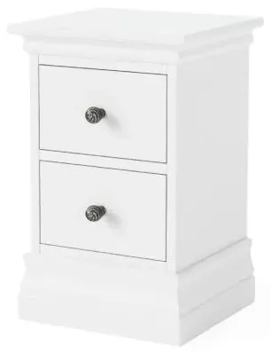 Bordeaux 2 Drawer Narrow Bedside Cabinet - White, Oak