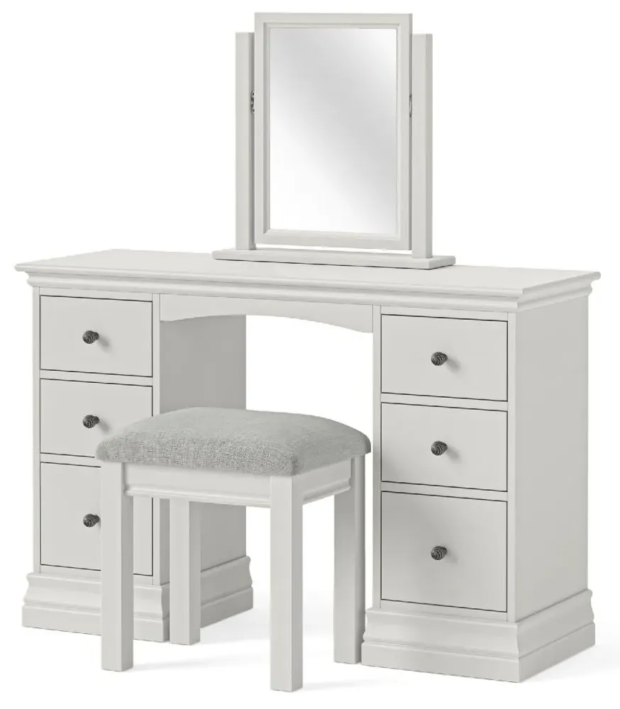 Bordeaux 6 Drawer Double Dressing Table - Cotton White, Oak