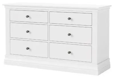 Bordeaux 6 Drawer Wide Chest - White, Oak