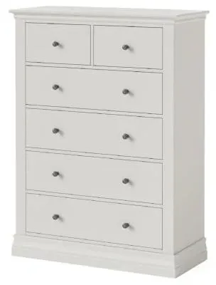 Bordeaux Cotton 2+4 Drawer Chest - Cotton White, Oak