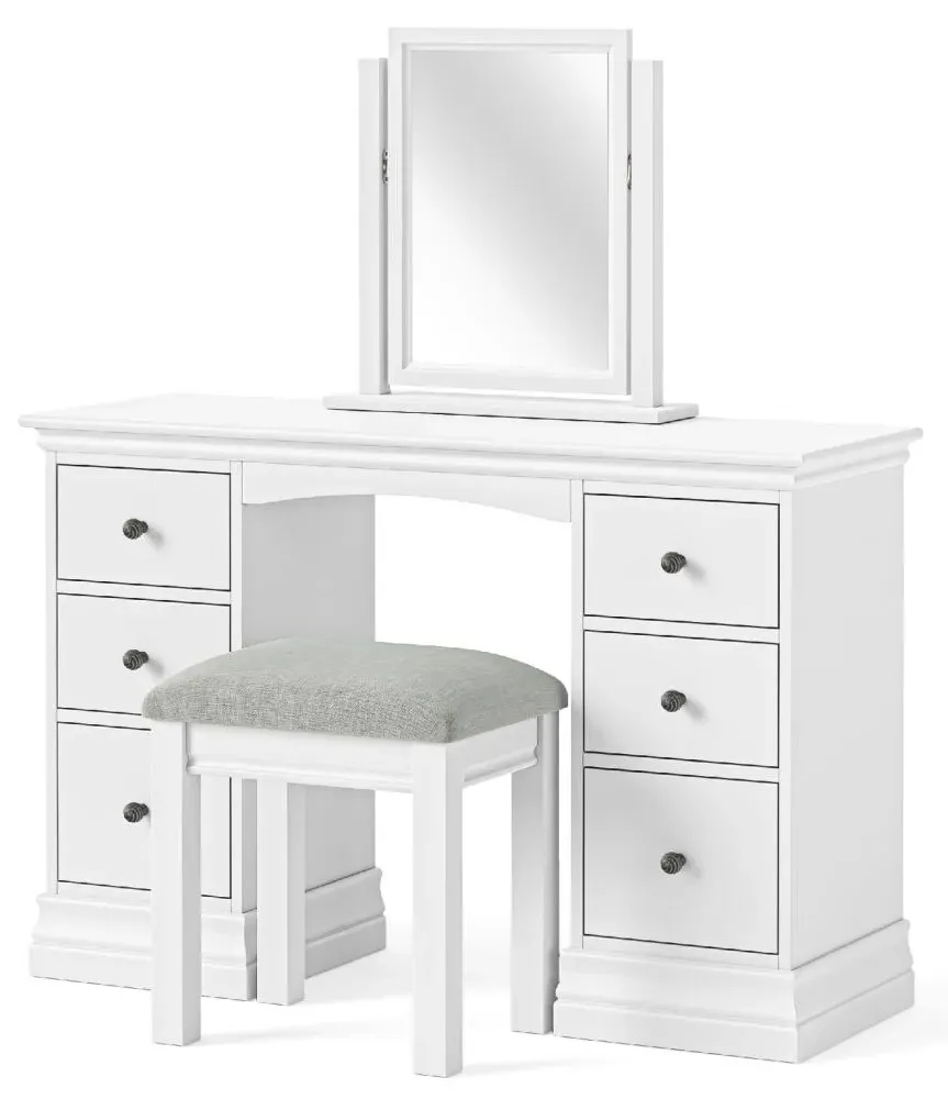 Bordeaux Padded Dressing Stool - White, Oak