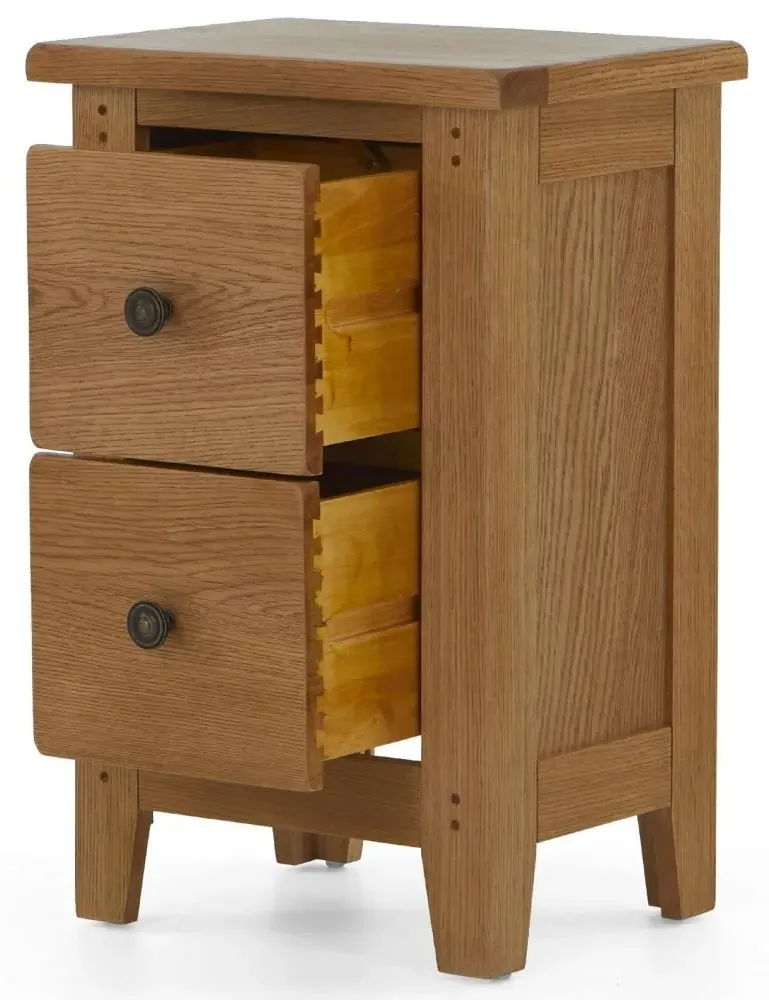Burford 2 Drawer Narrow Bedside Cabinet - Oak