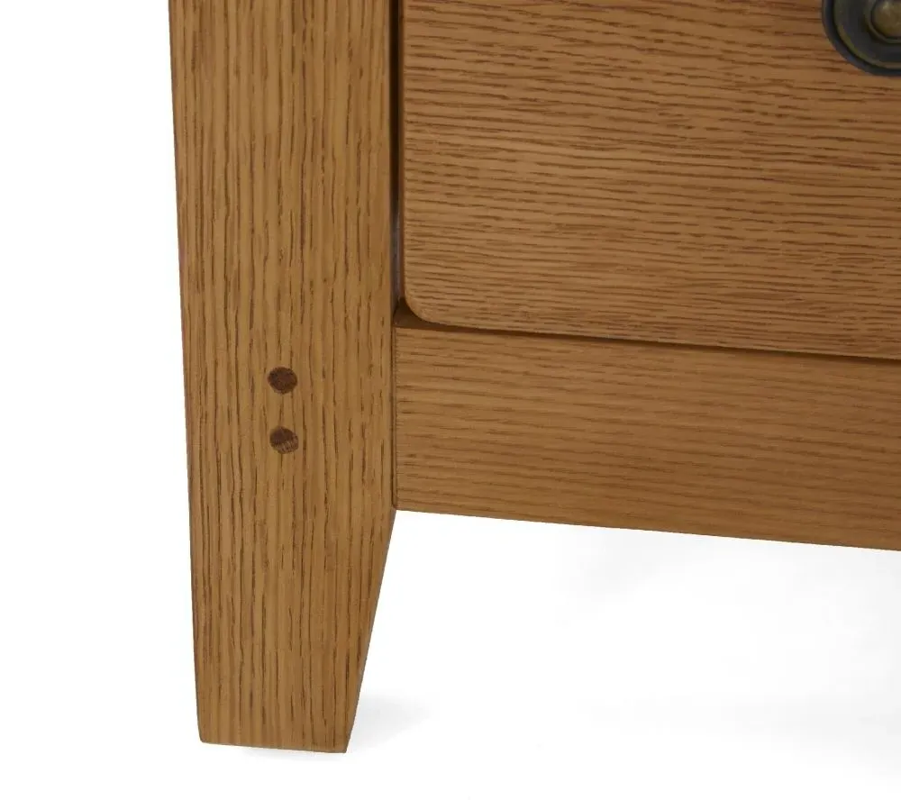 Burford 2 Drawer Narrow Bedside Cabinet - Oak